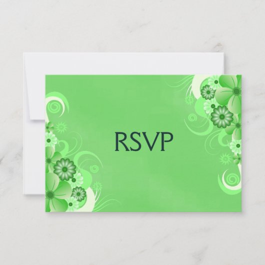 Dark Pastel Groen Bloemen RSVP Reactie Kaarten Kaartje (Voorkant)