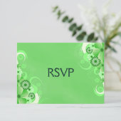 Dark Pastel Groen Bloemen RSVP Reactie Kaarten Kaartje (Staand voorkant)