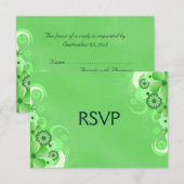 Dark Pastel Groen Bloemen RSVP Reactie Kaarten Kaartje (Voorkant / Achterkant)