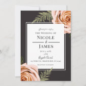 Dark Peach Bloemen Rozen Rustiek Shabby Chic Bruil Kaart (Voorkant)