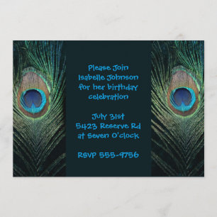 Dark Peacock Feather Birthday Kaart