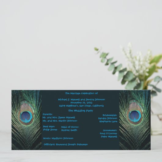 Dark Peacock Wedding Programme (Debout devant)