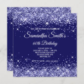 Dark Periwinkle Glitter Indigo Blue 60th Birthday Kaart (Voorkant / Achterkant)