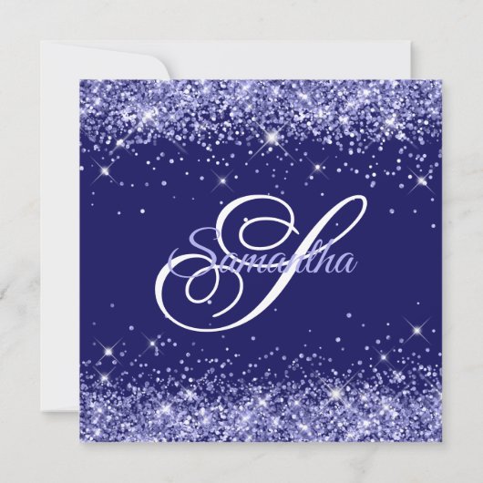 Dark Periwinkle Glitter Indigo Blue 60th Birthday Kaart (Achterkant)