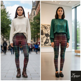 Dark Plaid Classic Tartan Green Red Leggings