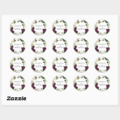 Dark Plum Floral | Aangepaste bruiloft Ronde Sticker (Vel)
