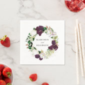 Dark Plum Floral | Aangepaste bruiloft Servet (Insitu)