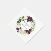 Dark Plum Floral | Aangepaste bruiloft Servet (Hoek)