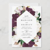 Dark Plum Floral geometrisch Lijst | Bruiloft Kaart (Voorkant)