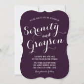 Dark Plum Paars en Grey Marble Wedding Kaart (Voorkant)