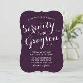 Dark Plum Paars en Grey Marble Wedding Kaart (Staand voorkant)