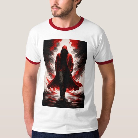 Dark Power Awakening Red Hooded Figure T-Shirt (Devant)