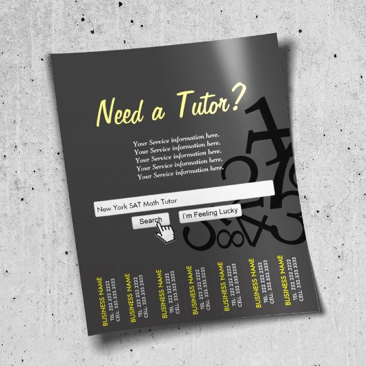 Dark Professional Search Bar Wiskunde Tutor Flyers