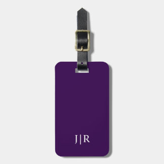 Dark purple And white I Modern Monogram Bagagelabel