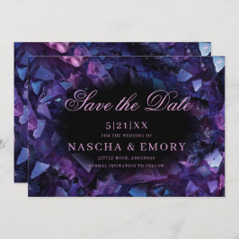 Dark Purple Boho Witch Crystals Black Wedding Save The Date