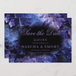 Dark Purple Boho Witch Crystals Black Wedding Save The Date