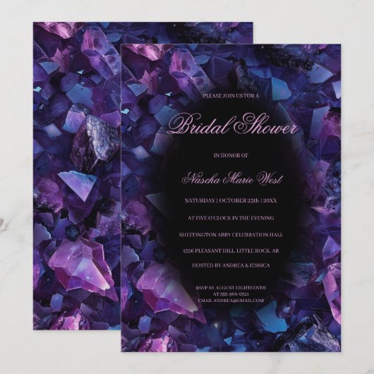 Dark Purple Boho Witch Crystals Bridal Shower Kaart (Voorkant / Achterkant)
