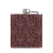 Dark Purple Damask Pattern Heupfles (Achterkant)