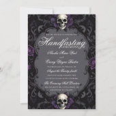 Dark Purple Gothic Boho Floral Skull Handfasting Kaart (Voorkant)