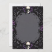 Dark Purple Gothic Boho Floral Skull Handfasting Kaart (Achterkant)