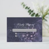 Dark Purple Gothic Boho Floral Wedding RSVP Kaartje (Staand voorkant)