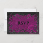 Dark purple Gothic Halloween Wedding RSVP Kaartje (Achterkant)