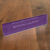 Dark Purple Minimalist Plain Modern  Naambordje (Zijkant)