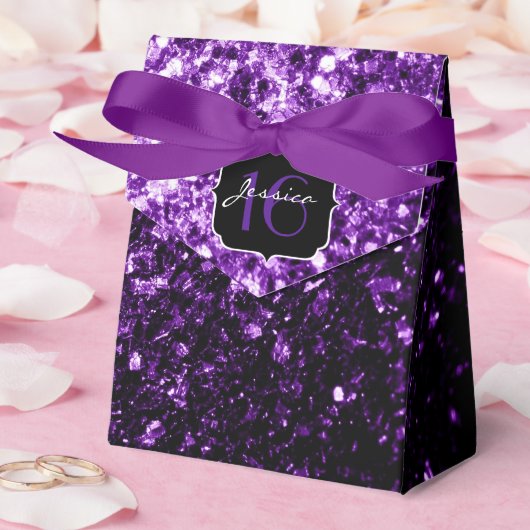Dark Purple shiny glitter sparkles Sweet 16 Bedankdoosjes (Huwelijk)