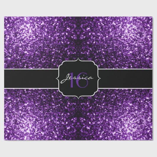 Dark Purple shiny glitter sparkles Sweet 16 Cadeaupapier (Vlak)