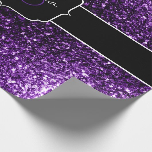 Dark Purple shiny glitter sparkles Sweet 16 Cadeaupapier (Hoek)