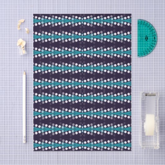 Dark Purple Teal Arrow White Dots Pattern Tissuepapier (Craft)