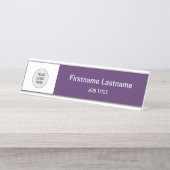 Dark Purple Your Logo Modern Desk Nom Plaque (Devant)