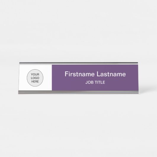 Dark Purple Your Logo Modern Desk Nom Plaque (Devant)