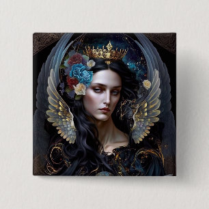 Dark Queen Angel Fantasy Art Vierkante Button 5,1 Cm