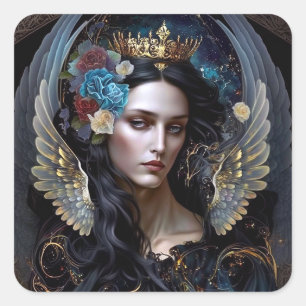 Dark Queen Angel Fantasy Art Vierkante Sticker
