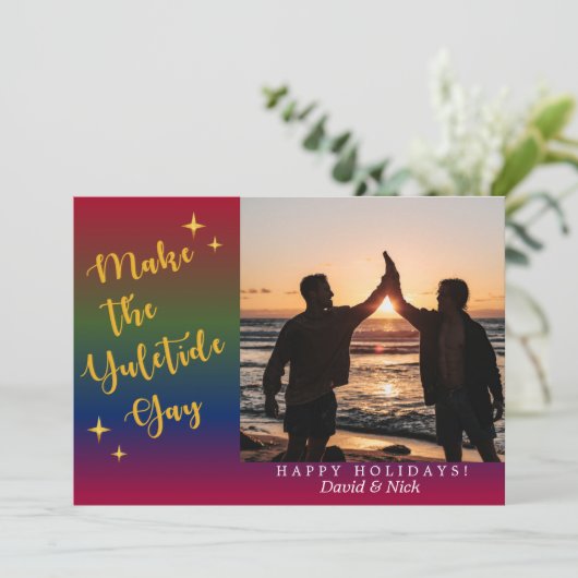 Dark Rainbow Yuletide Carte photo de vacances (Debout devant)