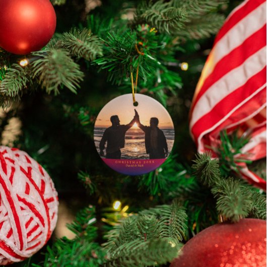 Dark Rainbow Yuletide Personalized Holiday Foto Metalen Ornament