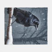 Dark Raven Black Bird Fleece Deken (Voorkant (Horizontaal))