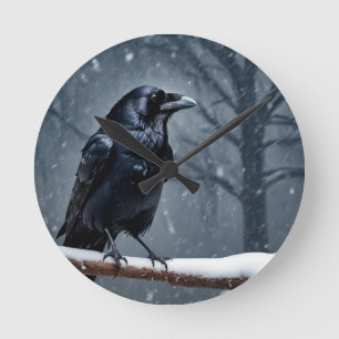 Dark Raven Black Bird Ronde Klok