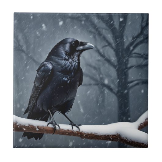 Dark Raven Black Bird Tegeltje (Voorkant)