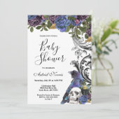 Dark Raven Paarse Rozen Baby shower Kaart (Staand voorkant)