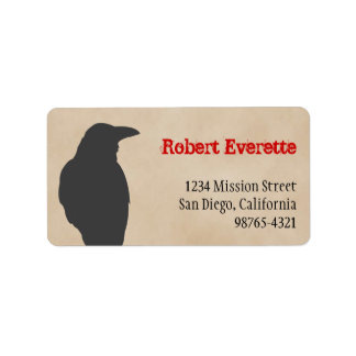 Dark raven vogel silhouet Halloween adres Etiket