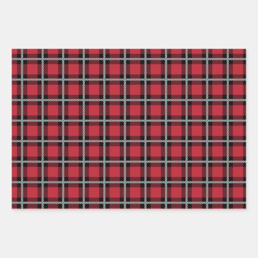 Dark Red and Black Tartan Plaid Pattern Inpakpapier Vel (Voorkant 3)