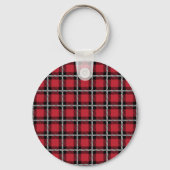 Dark Red and Black Tartan Plaid Pattern Sleutelhanger (Achterkant)