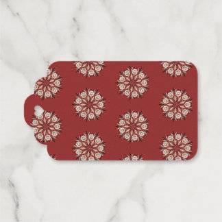 Dark red and white Norwegian Rosemaling floral  Cadeaulabels