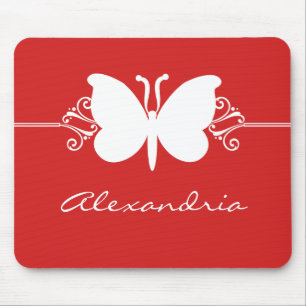 Dark Red Butterfly zwaait Mousepad Muismat