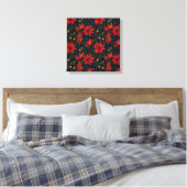 Dark Red Christmas Floral Pattern Canvas Afdruk (Insitu (Slaapkamer))