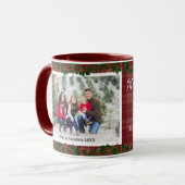 Dark Red Country Christmas Plaid Holiday Photo Mug (Devant gauche)