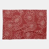 Dark Red Cream Floral Kitchen Cloth Towel Theedoek (Horizontaal)