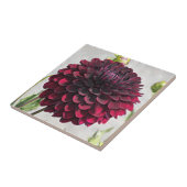 Dark Red Dahlia Bloom Floral Ceramic Tile Tegeltje (Zijkant)
